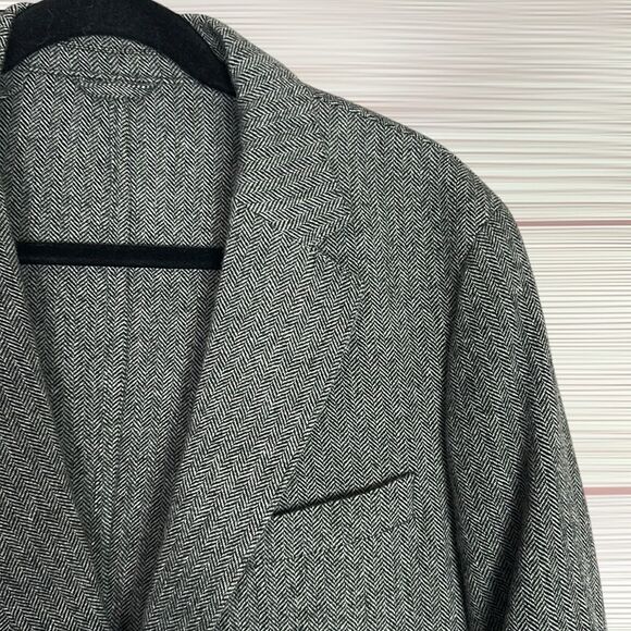 NWT J.McLaughlin McCown Wool Sport Coat Blazer Gray Herringbone Unlined size 40 - Picture 4 of 14